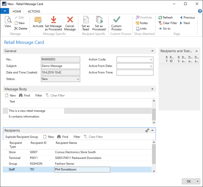 Store Message How to: Create Retail Messages
